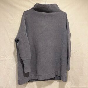 Free People Ottoman Slouchy Ribbed Mock Neck Sweater Tunic Blue Chambray